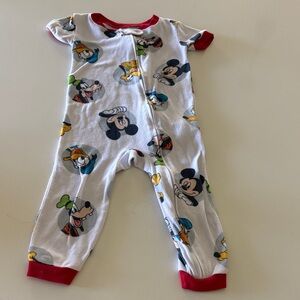 Disney White Toddler Footie with Mickey & Friends and Red Trim